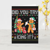 Funny Christmas Nurse Did You Try Icing It_ Ginger Kaart (Gele Bloem)