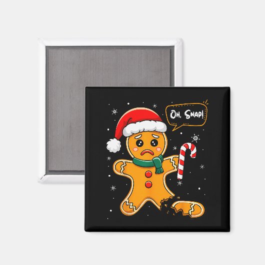 Funny Christmas Oh Snap Gingerbread Man Cookie X M Magneet (Voorkant / Achterkant)