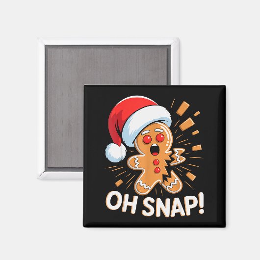 Funny Christmas Oh Snap Gingerbread Man Cookie X M Magneet (Voorkant / Achterkant)