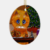 Funny Christmas Orange Cat Art Creationarts Keramisch Ornament (Rechts)