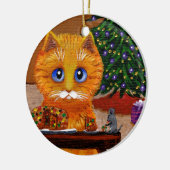 Funny Christmas Orange Cat Art Creationarts Keramisch Ornament (Links)