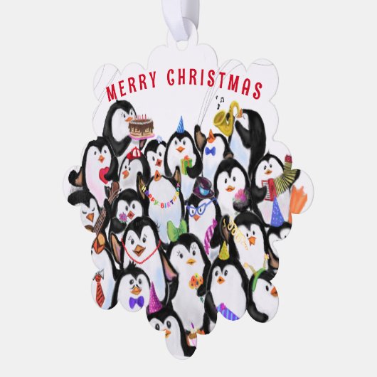 Funny Christmas Ornament Kaart Happy Penguins Part (Links)