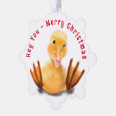 Funny Christmas Ornament Kaart Happy Playful Duck (Links)