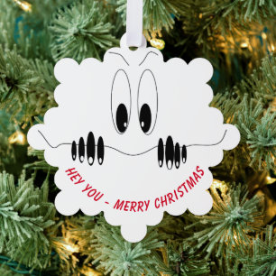 Funny Christmas Ornament Kaart met Curiosity Eyes