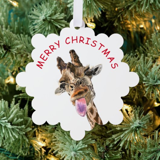 Funny Christmas Ornament Kaart met Speelse Giraffe (Insitu (Drie))