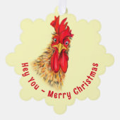 Funny Christmas Ornament Kaart Verraste Haan (Voorkant)