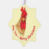 Funny Christmas Ornament Kaart Verraste Haan (Links)