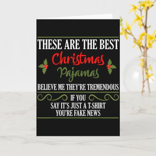 Funny Christmas Pajamas Donald Trump Gag Joke Pjs Kaart (Gele Bloem)