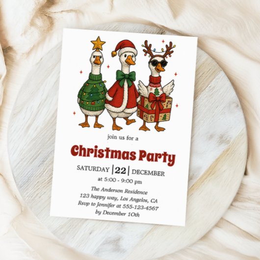 Funny Christmas Party Invitation | Festive Ducks  