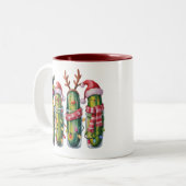Funny Christmas Pickle Pickles Holiday Cucumber  Tweekleurige Koffiemok (Voorkant links)
