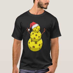 Funny Christmas Pickleball Snowman Pickleball Play T-shirt