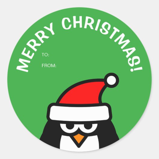 Funny Christmas pinguïn van en naar stickers (Voorkant)