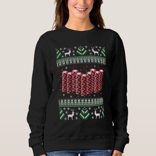 Funny Christmas Poker Chips Ugly Sweater (Voorkant)