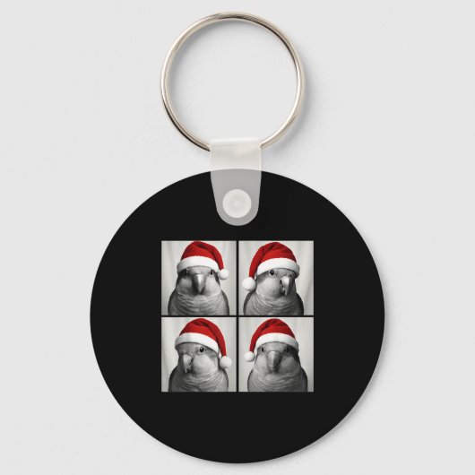 Funny Christmas Quaker Parrot Santa Photo Booth Sleutelhanger (Voorkant)