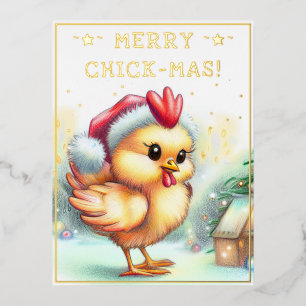 Funny Christmas Quote Schattige Fun Chicken Drawin Folie Feestdagen Briefkaart