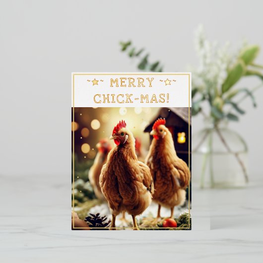 Funny Christmas Quote Schattige Fun Chicks Fotogra Folie Feestdagen Briefkaart (Staand Voorkant)