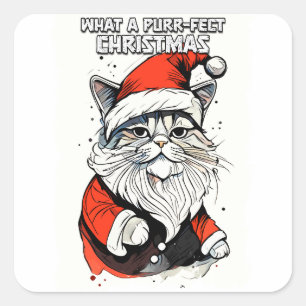Funny Christmas Quote Schattigee grillige kerstkat Vierkante Sticker