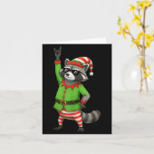 Funny Christmas Raccoon Dressed As Elf With Sungle Kaart (Gele Bloem)