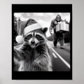 Funny Christmas Raccoon Shirt Raccoon Selfie With Poster (Voorkant)