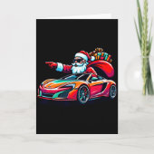 Funny Christmas Santa Claus Driving Srt Car Xmas P Kaart (Voorkant)