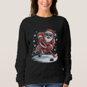 Funny Christmas Santa Playing Ice Hockey Xmas Trui (Voorkant)