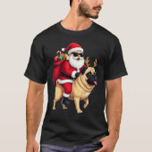 Funny Christmas Santa Riding Pug T-shirt (Voorkant)