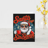 Funny Christmas Santa Says Six Seven 67 Coffee Mem Kaart (Gele Bloem)