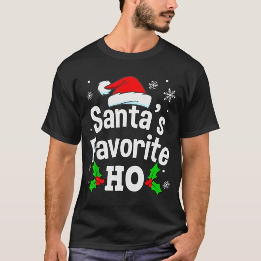 Funny Christmas Santa's Favorite Ho Naughty Pajama T-shirt (Voorkant)
