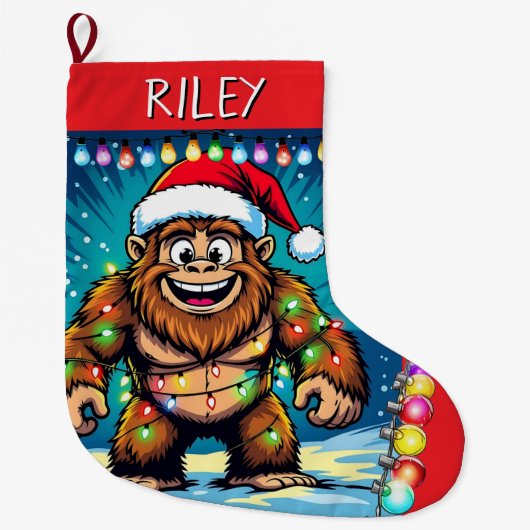 Funny Christmas Sasquatch Personalized Grote Kerstsok (Voorkant)