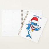 Funny Christmas shark cartoon illustration Planner (Display)