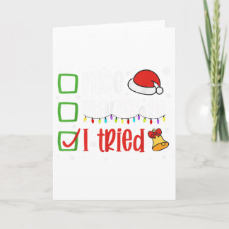 Funny Christmas Shirt Nice Naughty I Tried Holiday Kaart