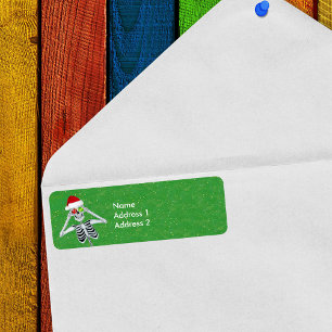 Funny Christmas Skelet Ornament Eyes Pet Groen Etiket