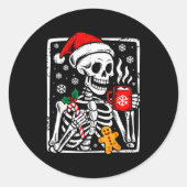 Funny Christmas Skeleton Hot Chocolate Xmas Men Wo Ronde Sticker (Voorkant)