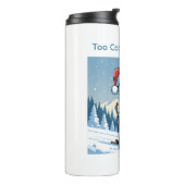 Funny Christmas Skeleton on Skis  Thermosbeker (Gedraaid links)