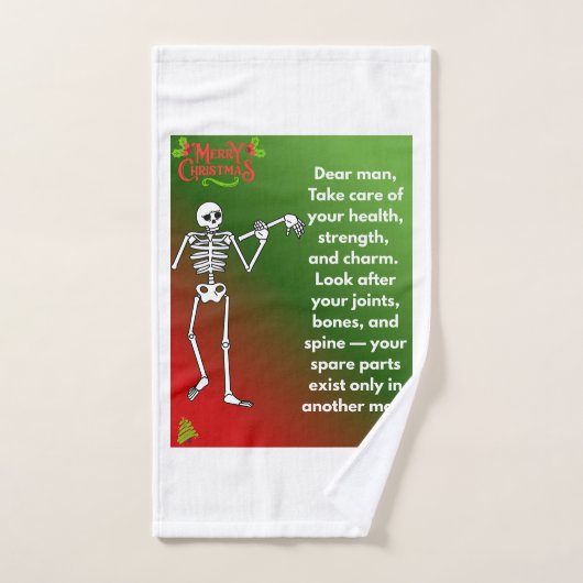 Funny Christmas Skeleton Wishes for man (Serviette à main)