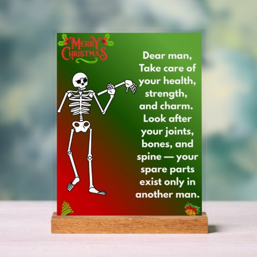 Funny Christmas Skeleton Wishes for man Acryl Bord (Neutraal)