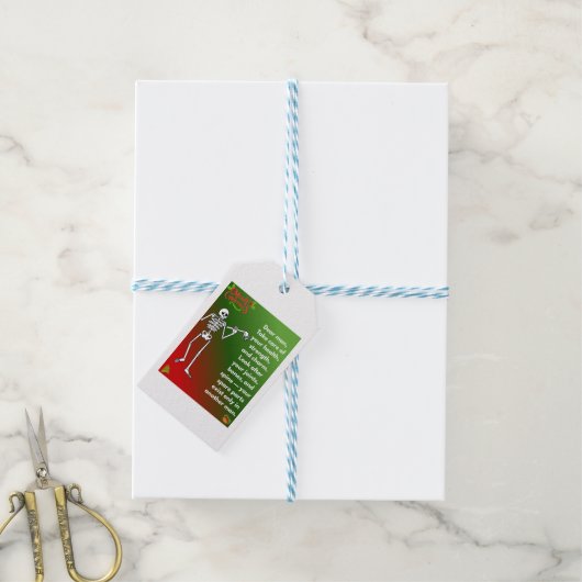 Funny Christmas Skeleton Wishes for man Cadeaulabel (Met Touw)