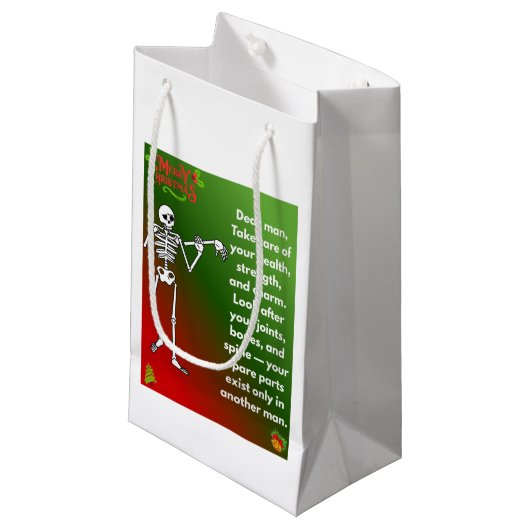 Funny Christmas Skeleton Wishes for man Klein Cadeauzakje (Voorkant Gekanteld)