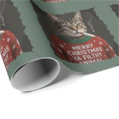 Funny Christmas Smoking Cat Sarcastic Holiday Meme Cadeaupapier (Rol Hoek)