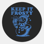 Funny Christmas Snowman Keep It Frosty Ronde Sticker (Voorkant)