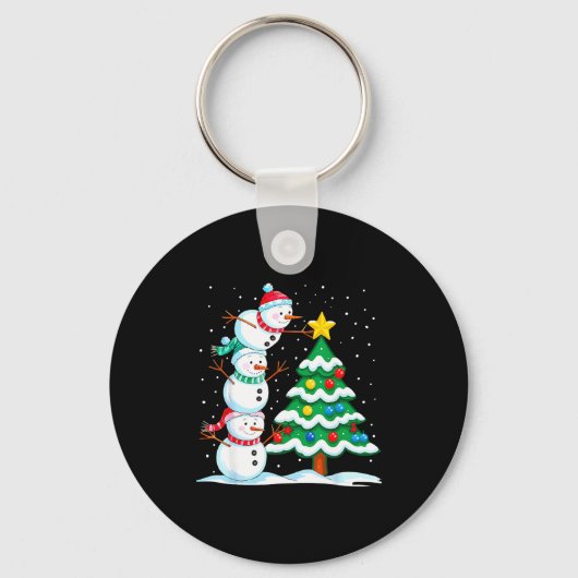 Funny Christmas Snowman Topper Tree Holiday Family Sleutelhanger (Voorkant)
