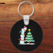 Funny Christmas Snowman Topper Tree Holiday Family Sleutelhanger (Voorkant)