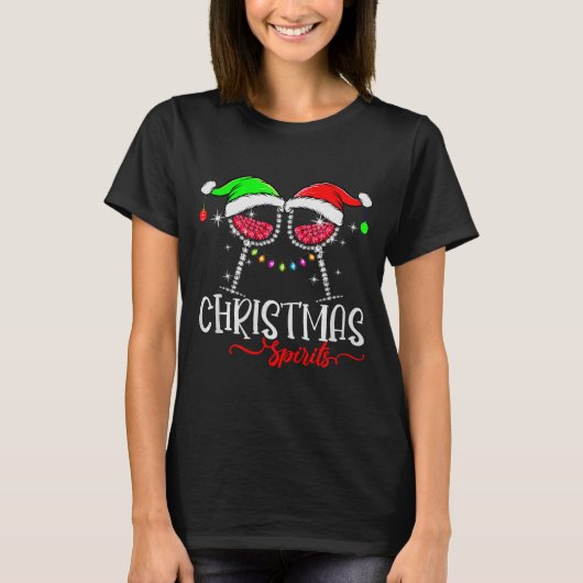 Funny Christmas Srits Gles Of Wine Party Xmas Paja T-shirt (Voorkant)