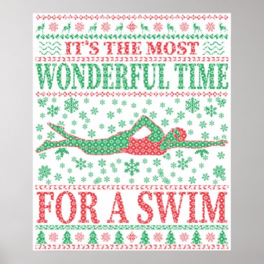 FUNNY CHRISTMAS SWIMMING QUOTES UGLY SWEATER POSTER (Voorkant)