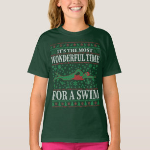 FUNNY CHRISTMAS SWIMMING QUOTES UGLY SWEATER T-SHIRT