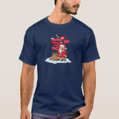 Funny Christmas T-Shirt: Tired Santa Resting Under T-shirt (Voorkant)