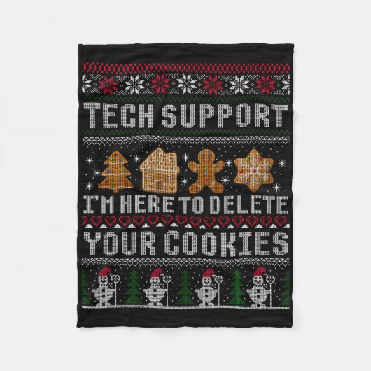 Funny Christmas Tech Suprt Computer T Shirt Fleece Deken (Voorkant)