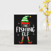 Funny Christmas The Fishing Elf Family Matching Xm Kaart (Gele Bloem)
