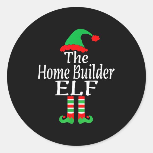 Funny Christmas The Home Builder Elf Developer Arc Ronde Sticker (Voorkant)