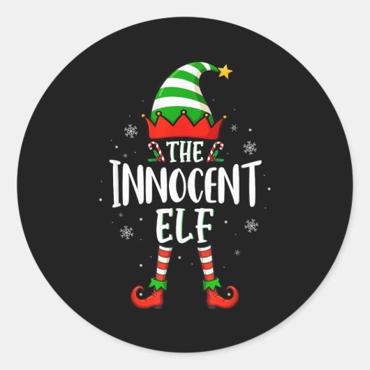 Funny Christmas The Innocent Elf Family Matching X Ronde Sticker (Voorkant)